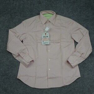 Masons Shirt Mens Medium M Pink Green Button Up Long Sleeve Regular Check Italy